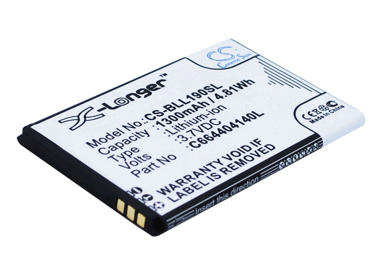 3.7V, Li-ion, 1300mAh, SmartPhone battery fits Blu, C664404140l, L190a, L190i, 4.81Wh Mobile, SmartPhone Cameron Sino Technology Limited (Smartphone)