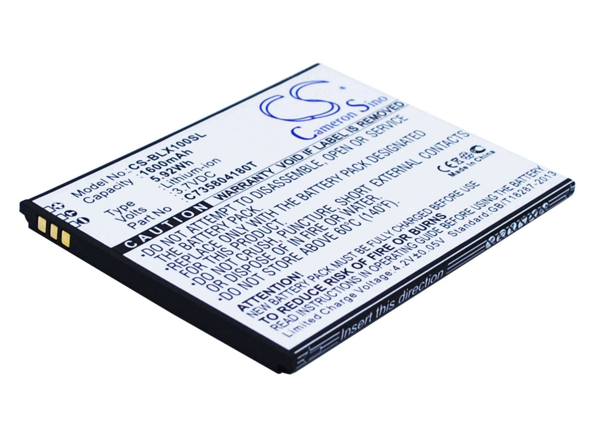 3.7V, Li-ion, 1600mAh, SmartPhone battery fits Blu, C735804180t, L100, L100a, 5.92Wh Mobile, SmartPhone Cameron Sino Technology Limited (Smartphone)