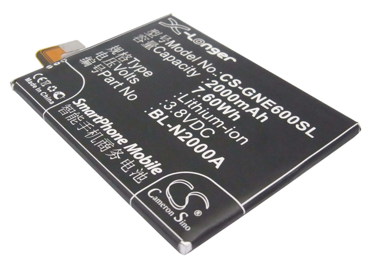 3.8V, Li-Polymer, 2000mAh, SmartPhone battery fits Blu, Fly, Gionee, Bl-n2000a, L240a, L240i, 7.6Wh Mobile, SmartPhone Cameron Sino Technology Limited (Smartphone)