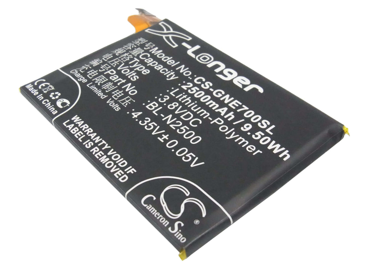 3.8V, Li-Polymer, 2500mAh, SmartPhone battery fits Blu, Gionee, Bl-n2500, L259l, L260l, 9.5Wh Mobile, SmartPhone Cameron Sino Technology Limited (Smartphone)