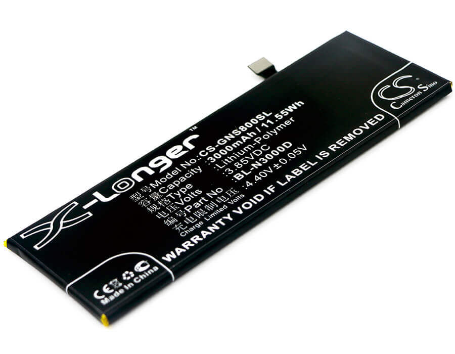 3.85V, Li-Polymer, 3000mAh, SmartPhone battery fits Gionee, Blu, Bl-n3000d, P0030uu, Pure Xr, 11.55Wh Mobile, SmartPhone Cameron Sino Technology Limited (Suspended)