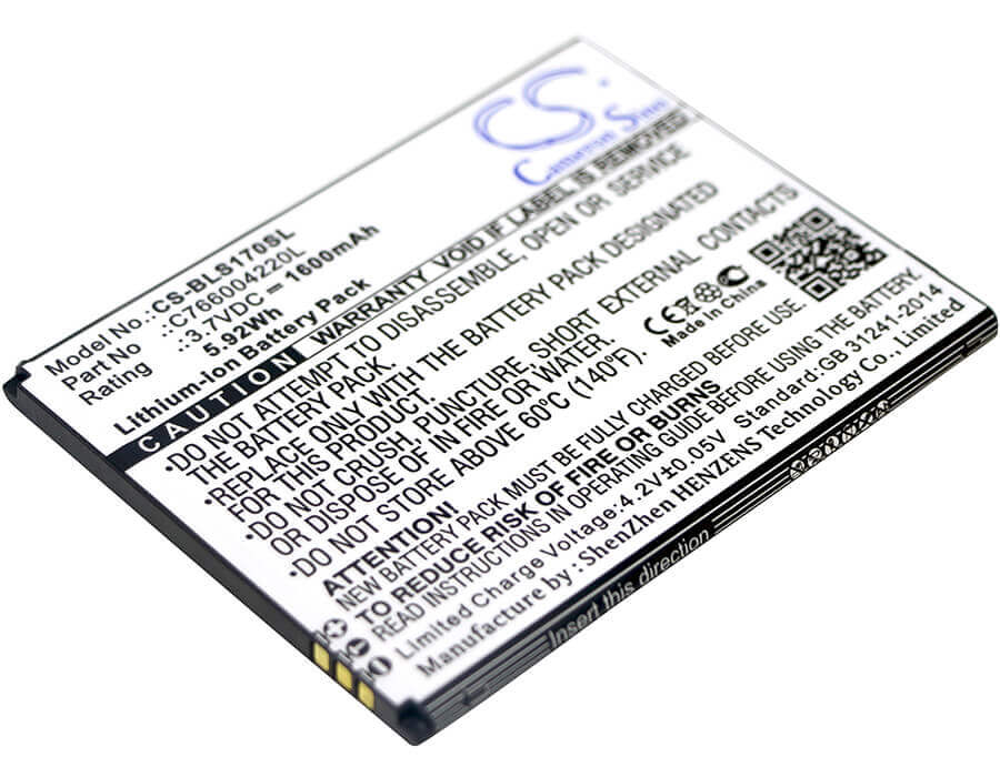 3.7V, Li-ion, 1600mAh, SmartPhone battery fits Blu, C766004220l, S170, Studio G Hd, 5.92Wh Mobile, SmartPhone Cameron Sino Technology Limited (Smartphone)
