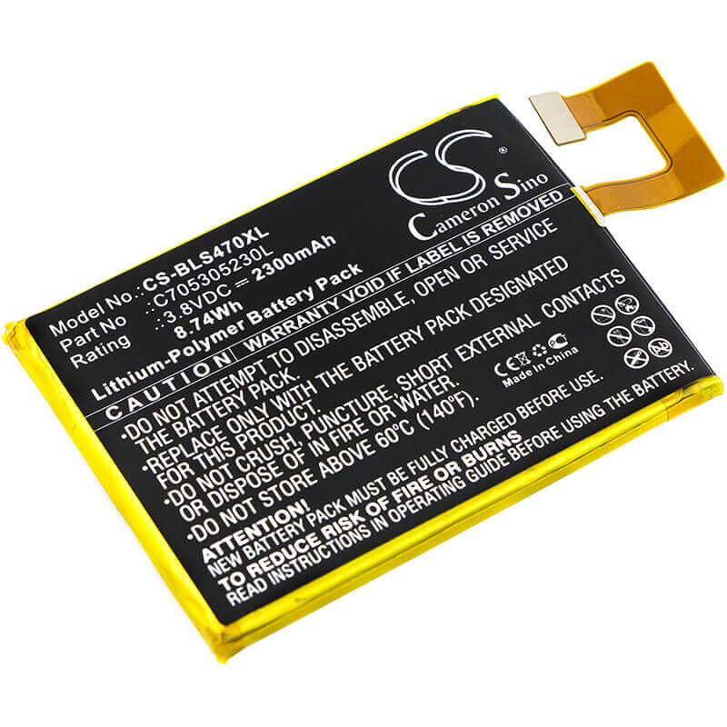 3.8V, Li-Polymer, 2300mAh, SmartPhone battery fits Blu, C705305230l, Selfie S470, 8.74Wh Mobile, SmartPhone Cameron Sino Technology Limited (Suspended)