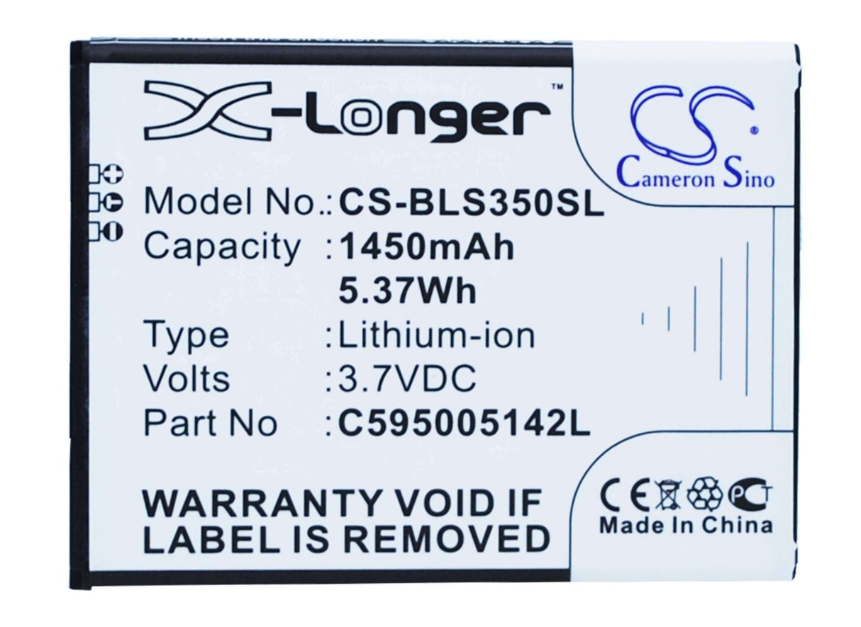 3.7V, Li-ion, 1450mAh, SmartPhone battery fits Blu, C595005142l, S350, Star Jr, 5.37Wh Mobile, SmartPhone Cameron Sino Technology Limited (Smartphone)