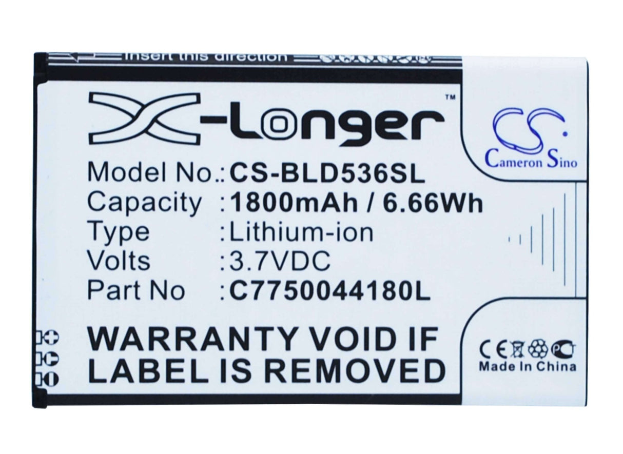 3.7V, Li-ion, 1800mAh, SmartPhone battery fits Blu, C775004180l, D030, D030l, 6.66Wh Mobile, SmartPhone Cameron Sino Technology Limited (Smartphone)