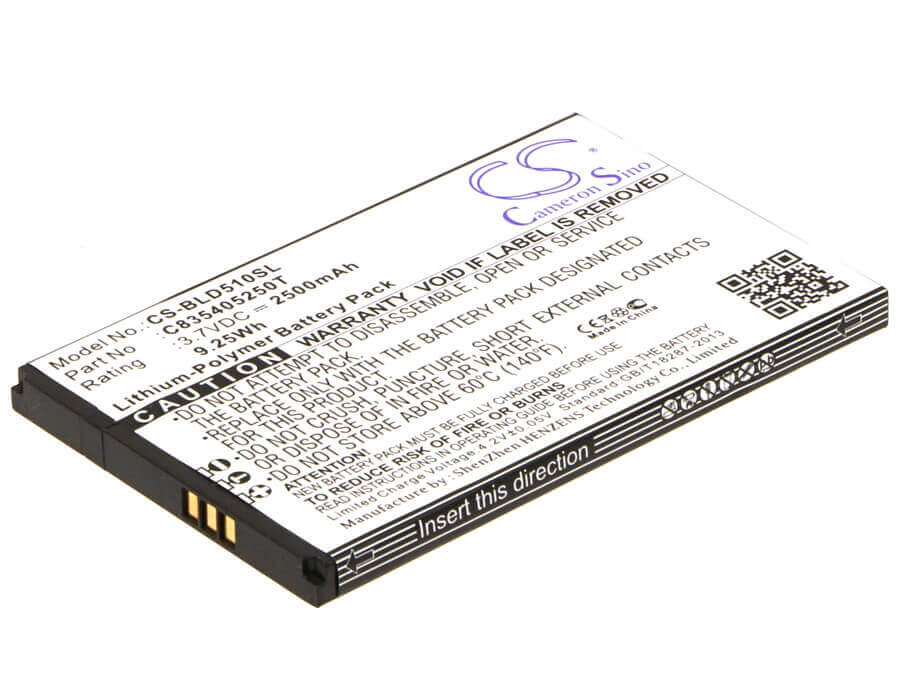 3.7V, Li-Polymer, 2500mAh, SmartPhone battery fits Blu, C835405250t, Studio 5.3, Studio D510, 9.25Wh Mobile, SmartPhone Cameron Sino Technology Limited (Suspended)