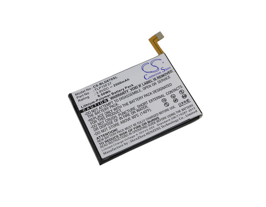 3.8V, Li-Polymer, 2500mAh, SmartPhone battery fits Blu, Tlp15f27, D870u, Studio C Super Camera, 9.5Wh Mobile, SmartPhone Cameron Sino Technology Limited (Smartphone)