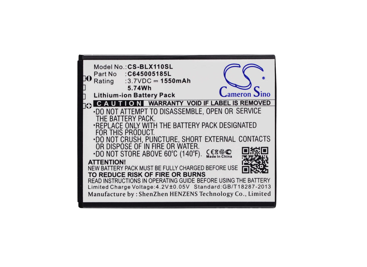 3.7V, Li-ion, 1550mAh, SmartPhone battery fits Blu, C645005185l, Studio Mini, Studio Mini Lte, 5.74Wh Mobile, SmartPhone Cameron Sino Technology Limited (Smartphone)