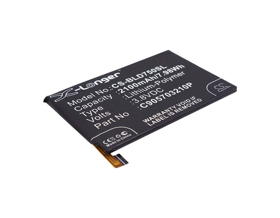 3.8V, Li-Polymer, 2100mAh, SmartPhone battery fits Blu, C905703210p, D750l, D750u, 7.98Wh Mobile, SmartPhone Cameron Sino Technology Limited (Smartphone)