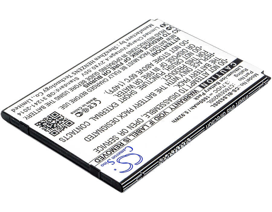 3.7V, Li-ion, 1600mAh, SmartPhone battery fits Blu, C765539200l, S530, S550q, 5.92Wh Mobile, SmartPhone Cameron Sino Technology Limited (Smartphone)