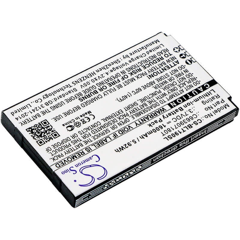 3.7V, Li-ion, 1600mAh, SmartPhone battery fits Blu, C663907180t, T190, T190i, 5.92Wh Mobile, SmartPhone Cameron Sino Technology Limited (Suspended)