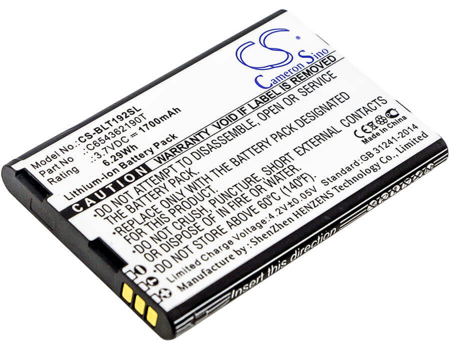 3.7V, Li-ion, 1700mAh, SmartPhone battery fits Blu, C654362190t, T192, Tank Li, 6.29Wh Mobile, SmartPhone Cameron Sino Technology Limited (Smartphone)