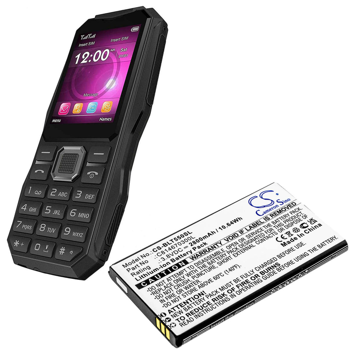 3.8V, Li-ion, 2800mAh, SmartPhone battery fits Blu, C814670300l, T550, Tank 2.4 Torch, 10.64Wh Mobile, SmartPhone Cameron Sino Technology Limited (Smartphone)