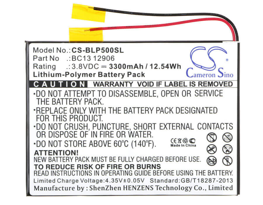 3.8V, Li-Polymer, 3300mAh, Tablet battery fits Blu, Bc13 12906, P50, Touchbook 7.0 Lte, 12.54Wh Tablet Cameron Sino Technology Limited