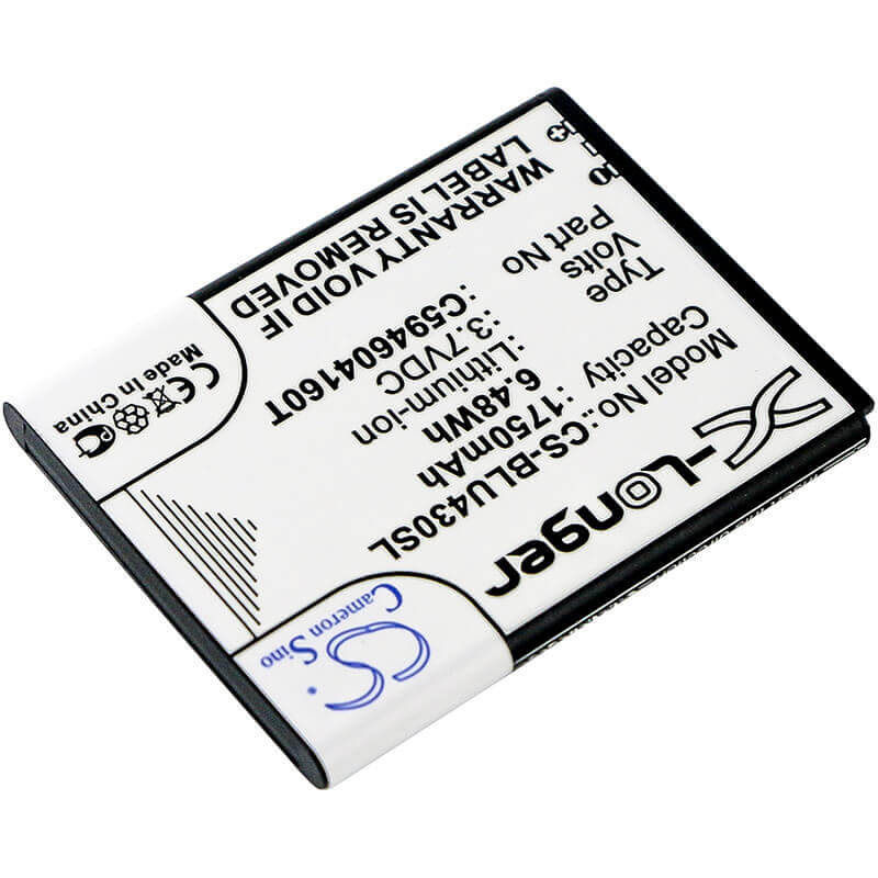 3.7V, Li-ion, 1750mAh, SmartPhone battery fits Blu, C594604160t, D910a, Vivo 4.3, 6.48Wh Mobile, SmartPhone Cameron Sino Technology Limited (Smartphone)