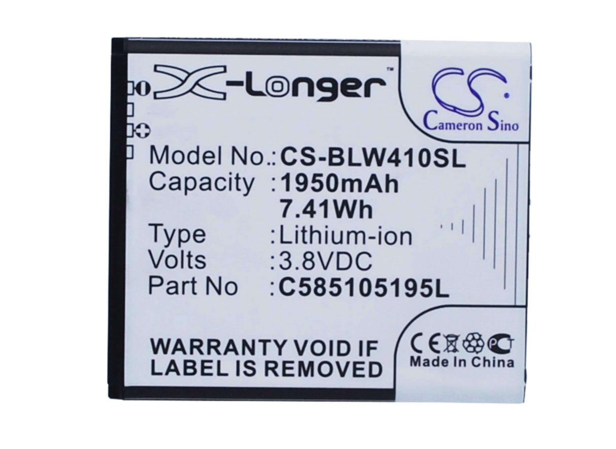 3.8V, Li-ion, 1950mAh, SmartPhone battery fits Archos, Blu, Karboon, C585105195l, 40 Cesium, 7.41Wh Mobile, SmartPhone Cameron Sino Technology Limited (Smartphone)