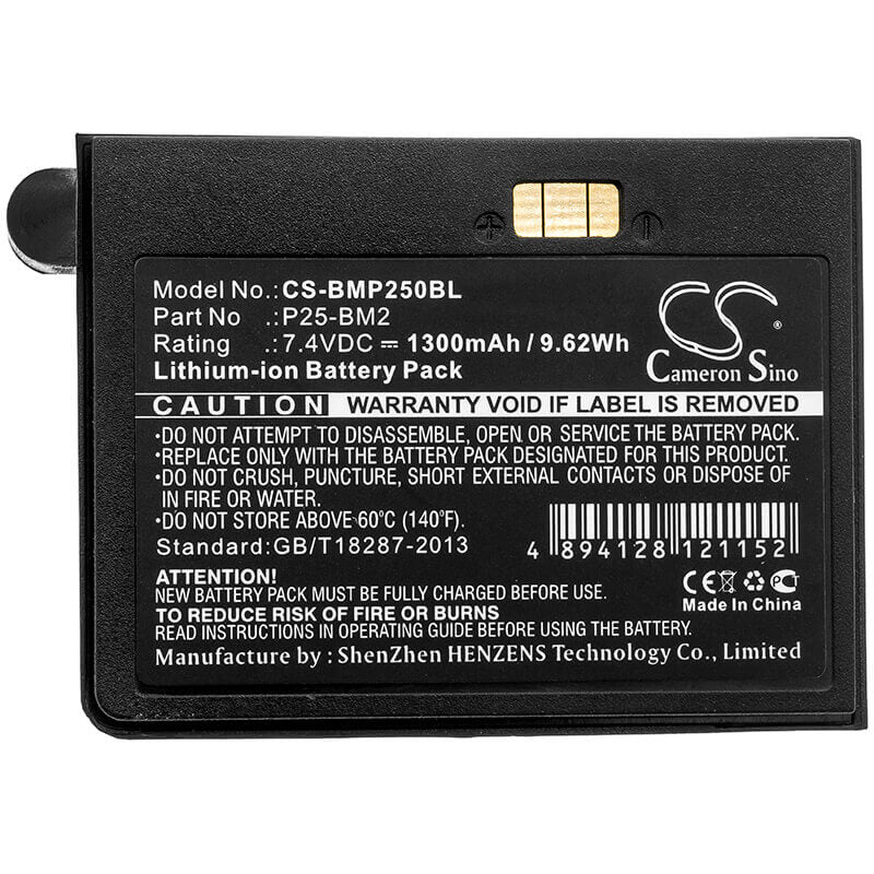 7.4V, Li-ion, 1300mAh, Payment Terminal battery fits Blue, P25-bm2, Bamboo P25, P25i, 9.62Wh Payment Terminal Cameron Sino Technology Limited