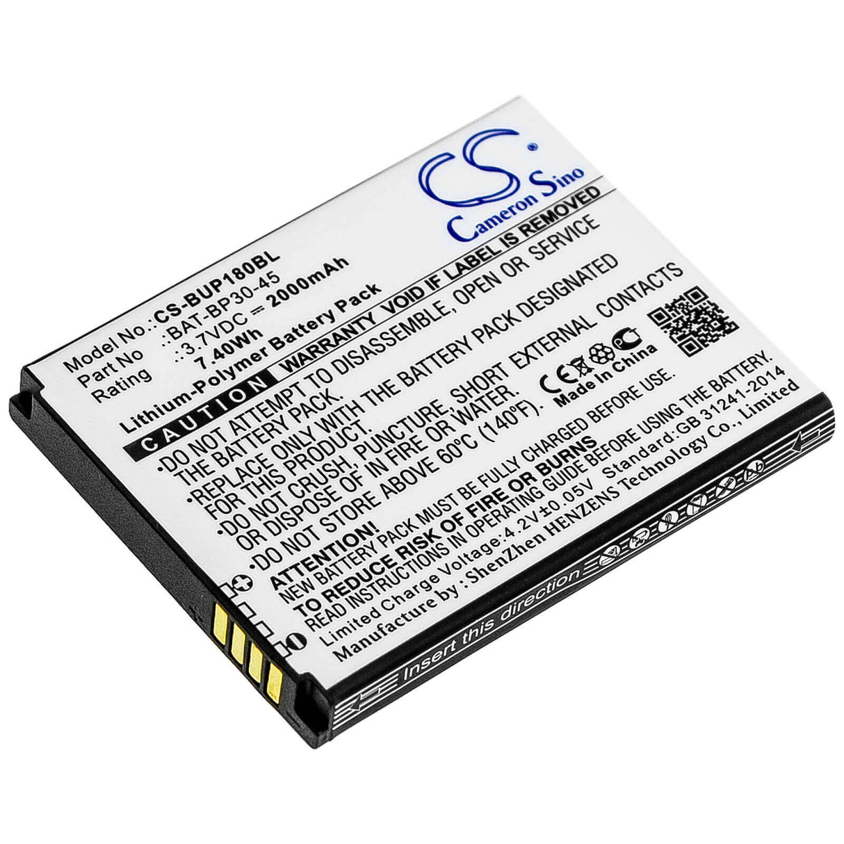 Barcode Scanner Battery For Bluebird, Bm180, Bp30 3.7v, 2000mah - 7.40wh Barcode Scanner Cameron Sino Technology Limited