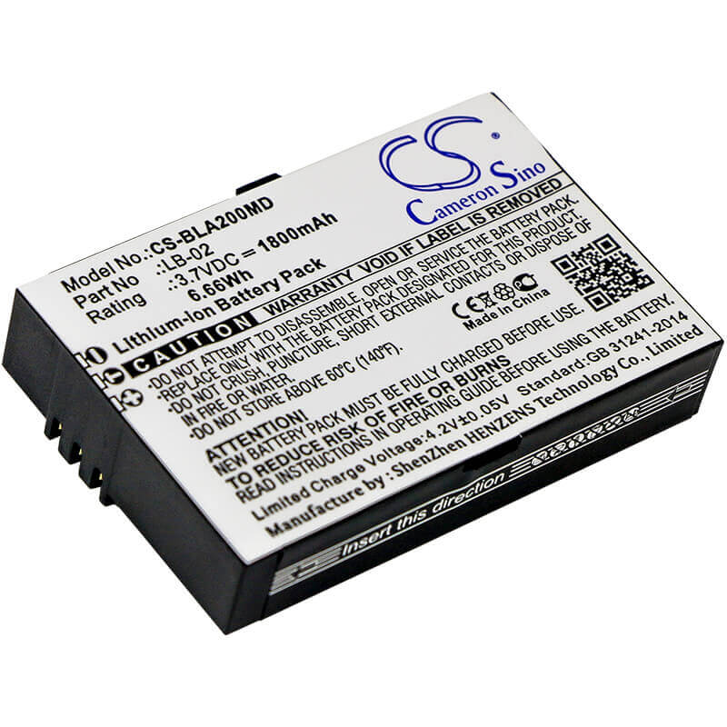 3.7V, Li-ion, 1800mAh, Medical battery fits Biolight, Bolate, 12-100-0001, A2, A3, 6.66Wh Medical Cameron Sino Technology Limited (Medical)