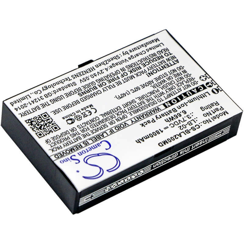 3.7V, Li-ion, 1800mAh, Medical battery fits Biolight, Bolate, 12-100-0001, A2, A3, 6.66Wh Medical Cameron Sino Technology Limited (Medical)