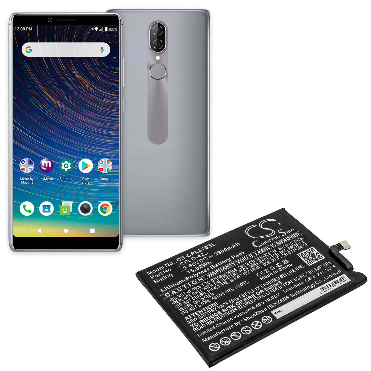 3.85V, Li-Polymer, 3900mAh, SmartPhone battery fits Coolpad, Metropcs, Boostmobile, Cpld-428, Cp3705as, Legacy, 15.02Wh Mobile, SmartPhone Cameron Sino Technology Limited (Smartphone)