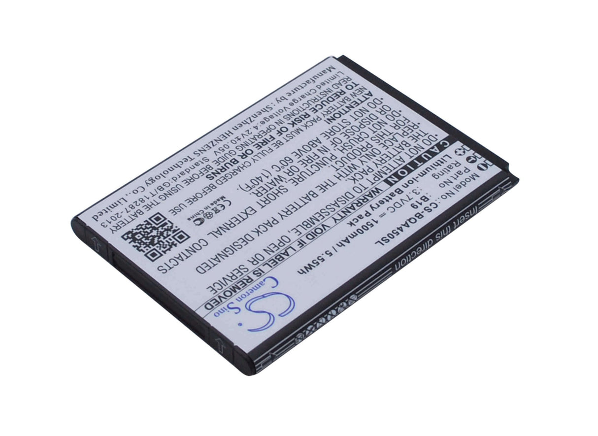 3.7V, Li-ion, 1500mAh, SmartPhone battery fits Bq, B19, Aquaris 4.5, 5.55Wh Mobile, SmartPhone Cameron Sino Technology Limited (Suspended)