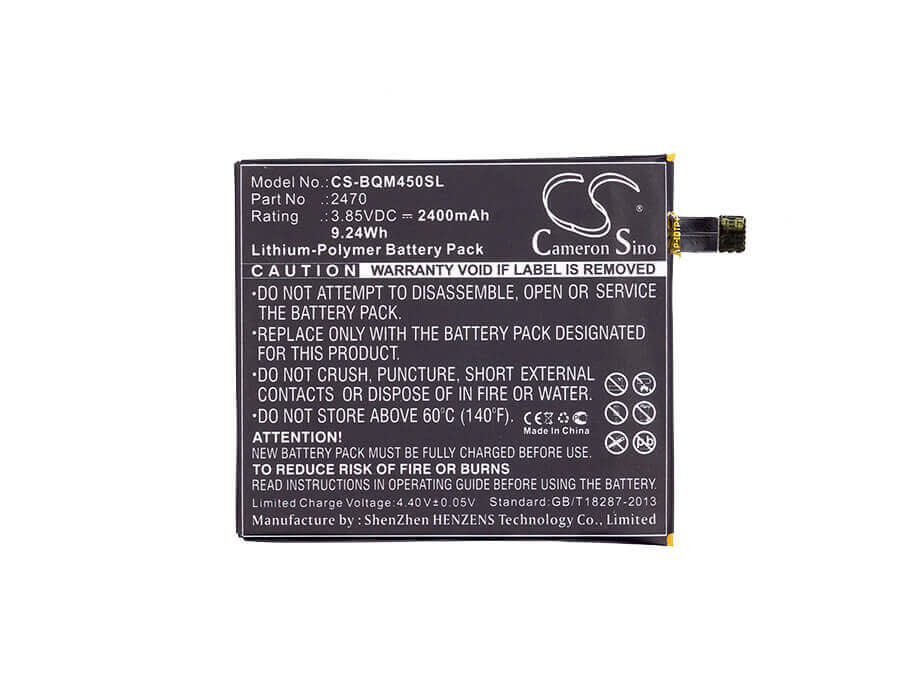 3.85V, Li-Polymer, 2400mAh, SmartPhone battery fits Bq, 2470, Aquaris A4.5, Aquaris A4.5 4g, 9.24Wh Mobile, SmartPhone Cameron Sino Technology Limited (Smartphone)