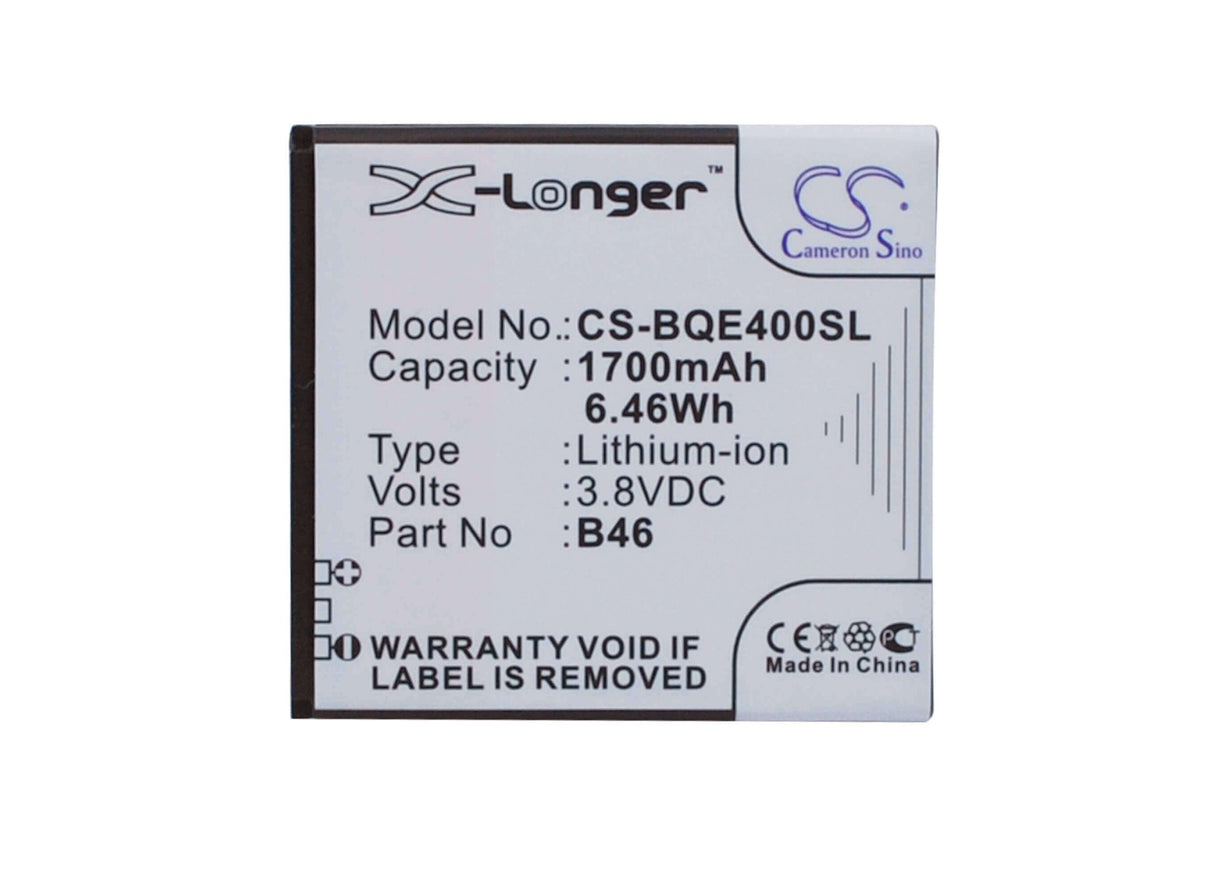 3.8V, Li-Polymer, 1700mAh, SmartPhone battery fits Bq, B46, 1700, Aquaris E4, 6.46Wh Mobile, SmartPhone Cameron Sino Technology Limited (Smartphone)