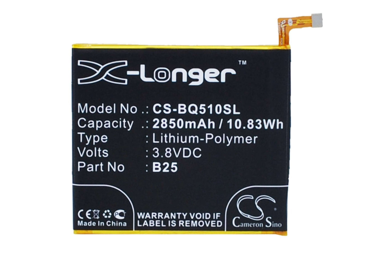 3.8V, Li-Polymer, 2850mAh, SmartPhone battery fits Bq, B25, 759, 760, 10.83Wh Mobile, SmartPhone Cameron Sino Technology Limited (Smartphone)