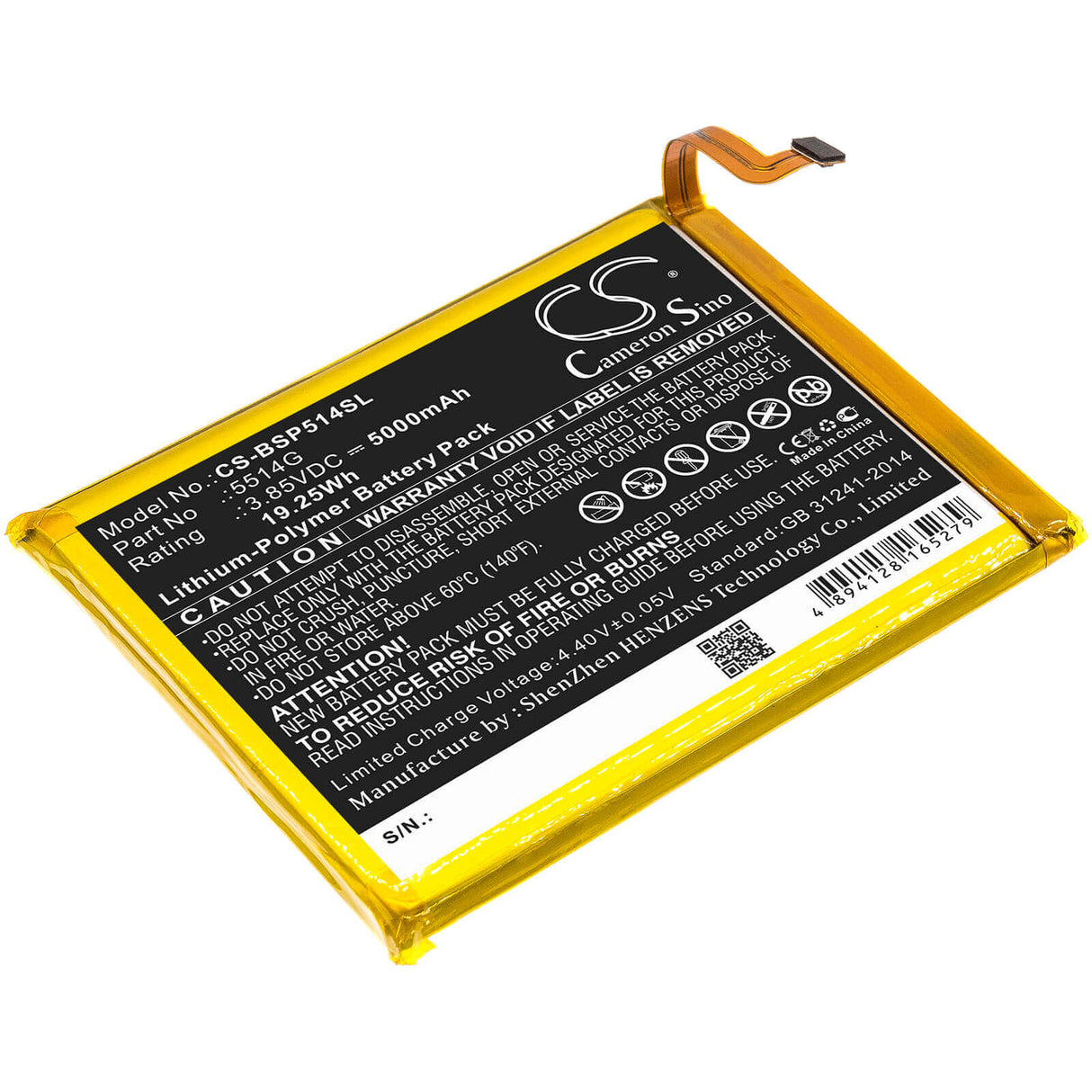 3.85V, Li-Polymer, 5000mAh, SmartPhone battery fits Bq, 5514g, Strike Power, 19.25Wh Mobile, SmartPhone Cameron Sino Technology Limited (Smartphone)