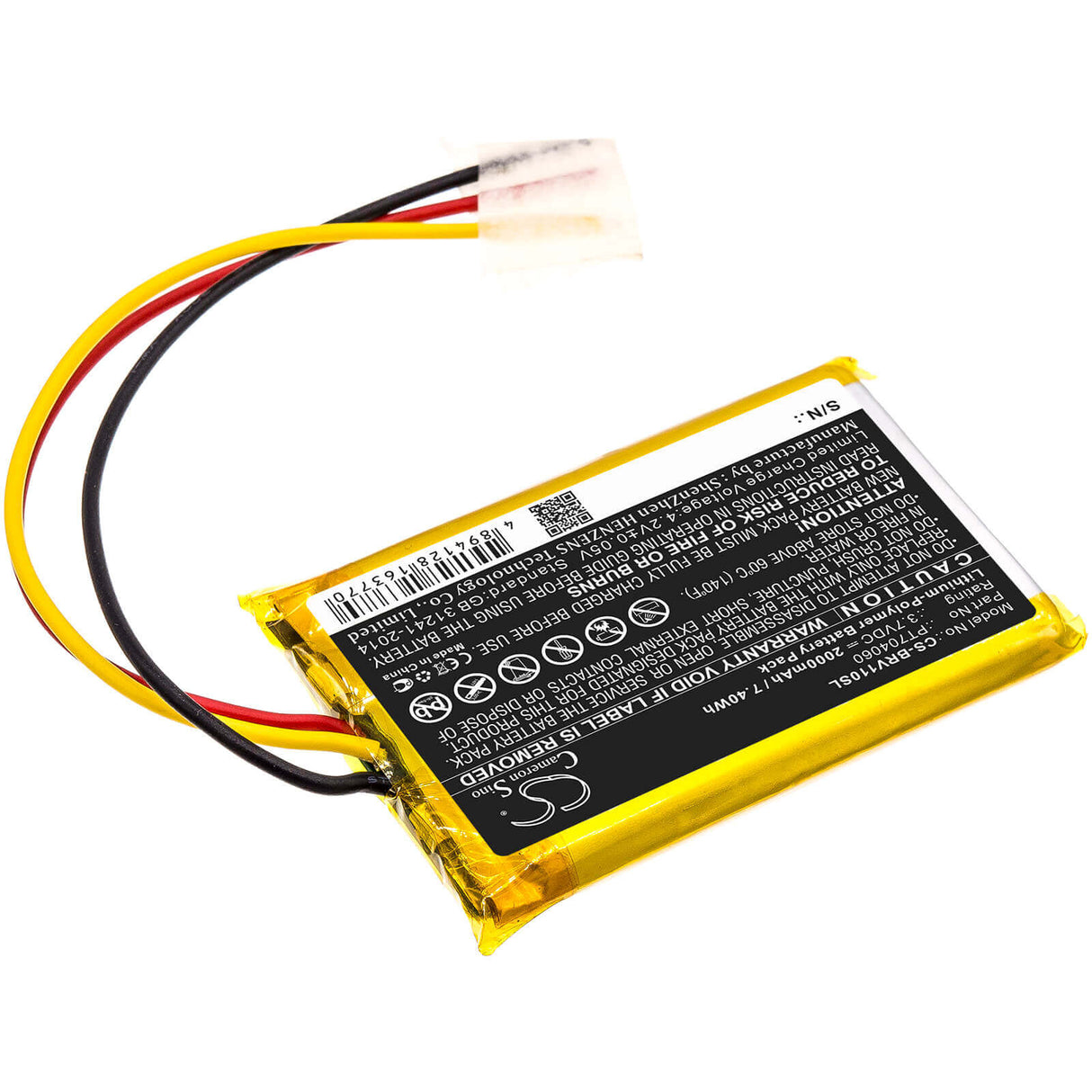 3.7V, Li-Polymer, 2000mAh, Speaker battery fits Braven, Brv-1s, Brv-1s Ultra Rugged, 7.40Wh Speaker Cameron Sino Technology Limited