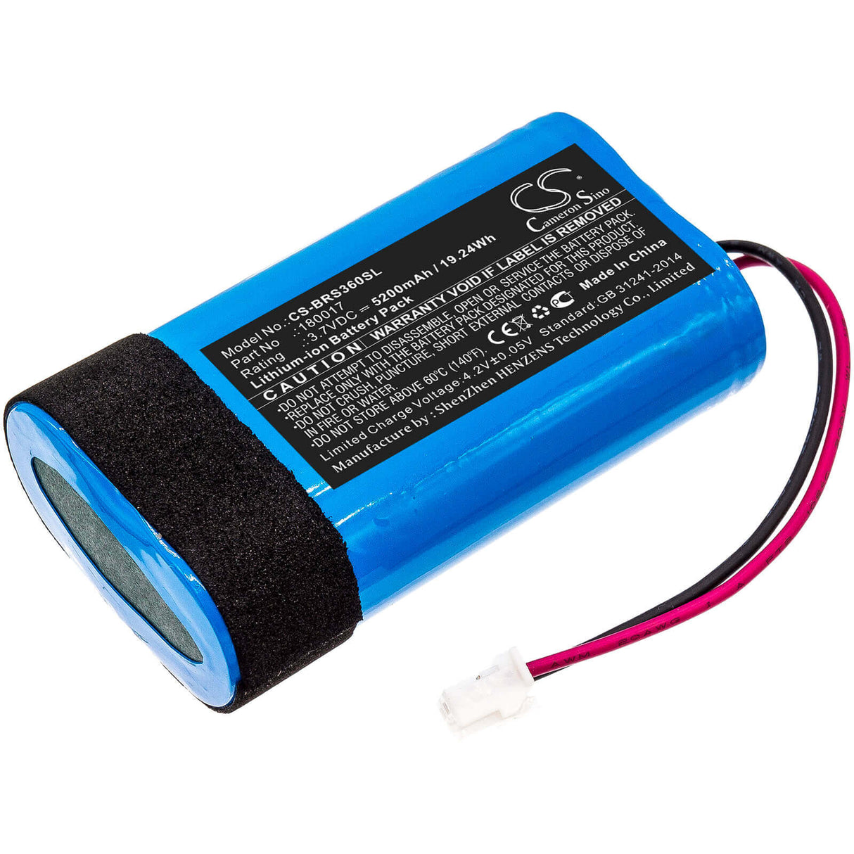 3.7V, Li-ion, 5200mAh, Speaker battery fits Braven, Stryde 360, 19.24Wh Speaker Cameron Sino Technology Limited