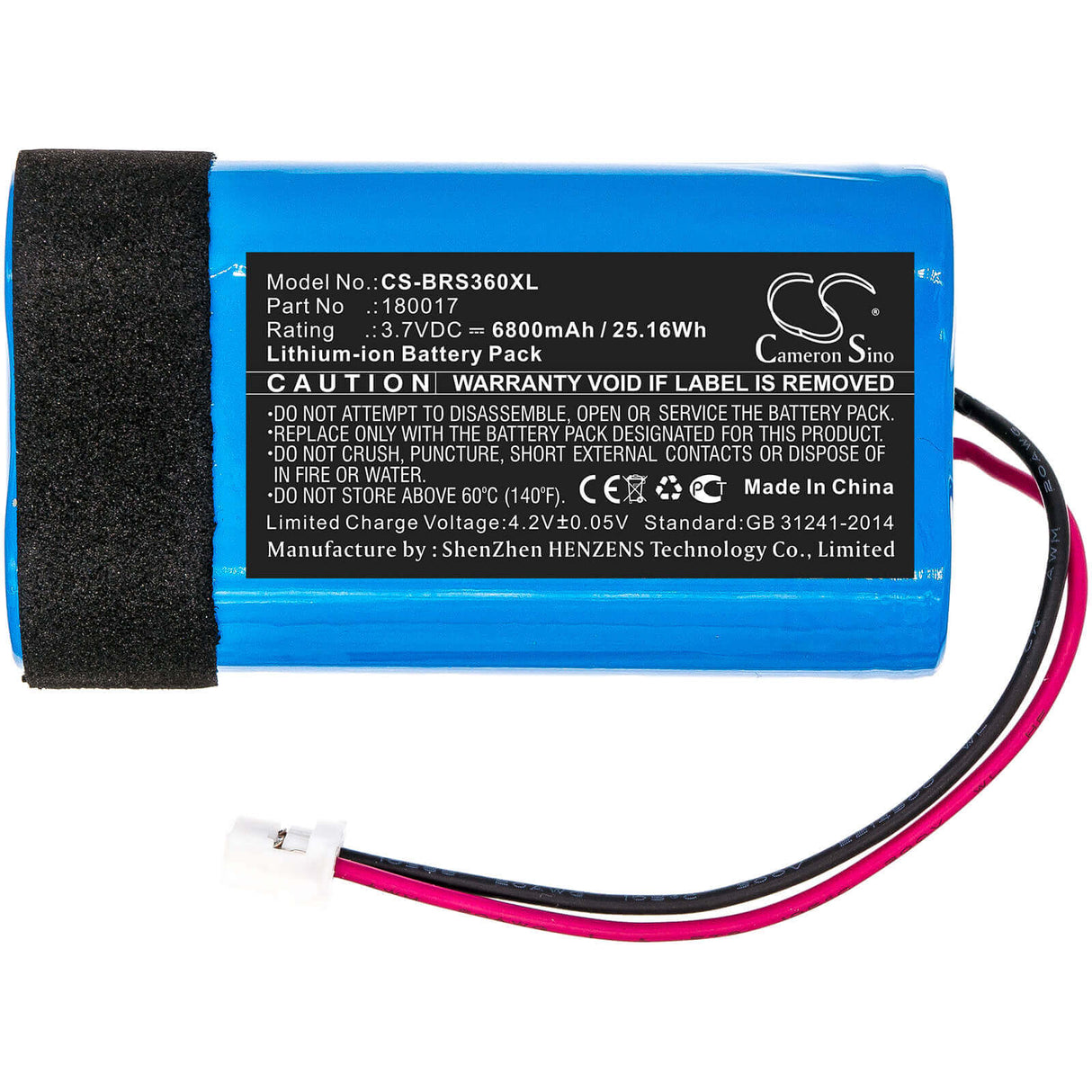 3.7V, Li-ion, 6800mAh, Speaker battery fits Braven, Stryde 360, 25.16Wh Speaker Cameron Sino Technology Limited