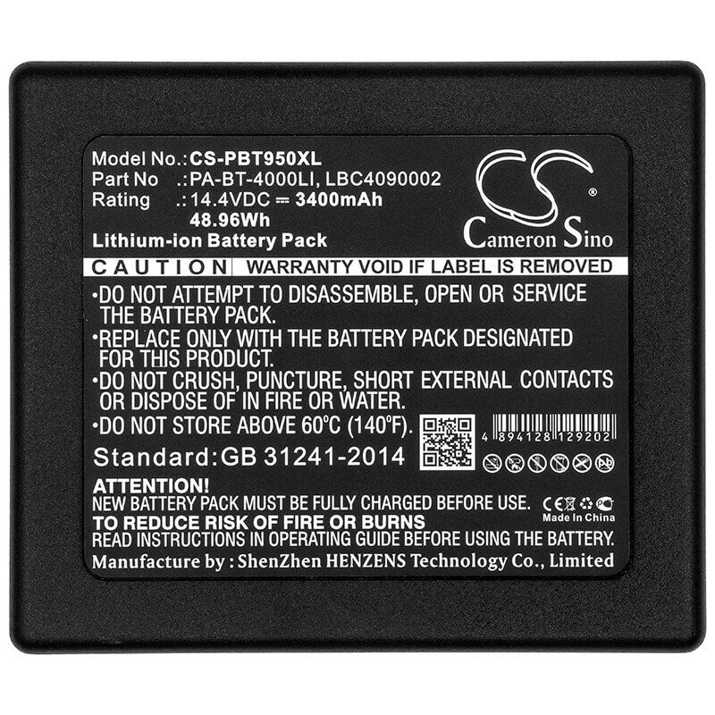 14.4V, Li-ion, 3400mAh, Portable Printer battery fits Brother, Hp25b, P Touch P 950 Nw Ruggedjet Rj, Pa-bb-001, 48.96Wh Portable Printer Cameron Sino Technology Limited