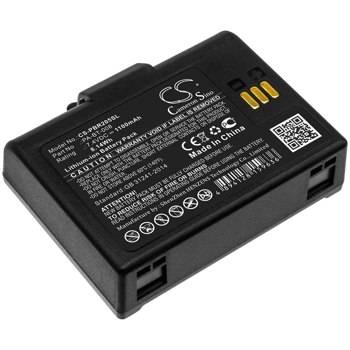 7.4V, Li-ion, 1100mAh, Portable Printer battery fits Brother, Pa-bt-008, Rj-2035b, Rj-2055wb, 8.14Wh Portable Printer Cameron Sino Technology Limited