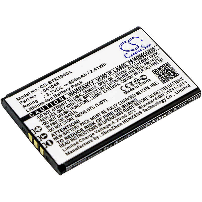 3.7V, Li-ion, 650mAh, Cordless Phone battery fits Bt, 43048, Elements 1k, 2.405Wh Cordless Phone Cameron Sino Technology Limited (Cordless Phone)