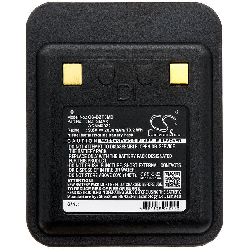 9.6V, Ni-MH, 2000mAh, batterie pour caméra thermique compatible avec Bullard, Acam0022, Heiman T3, T3, 19.2Wh Caméra Thermique Cameron Sino Technology Limited