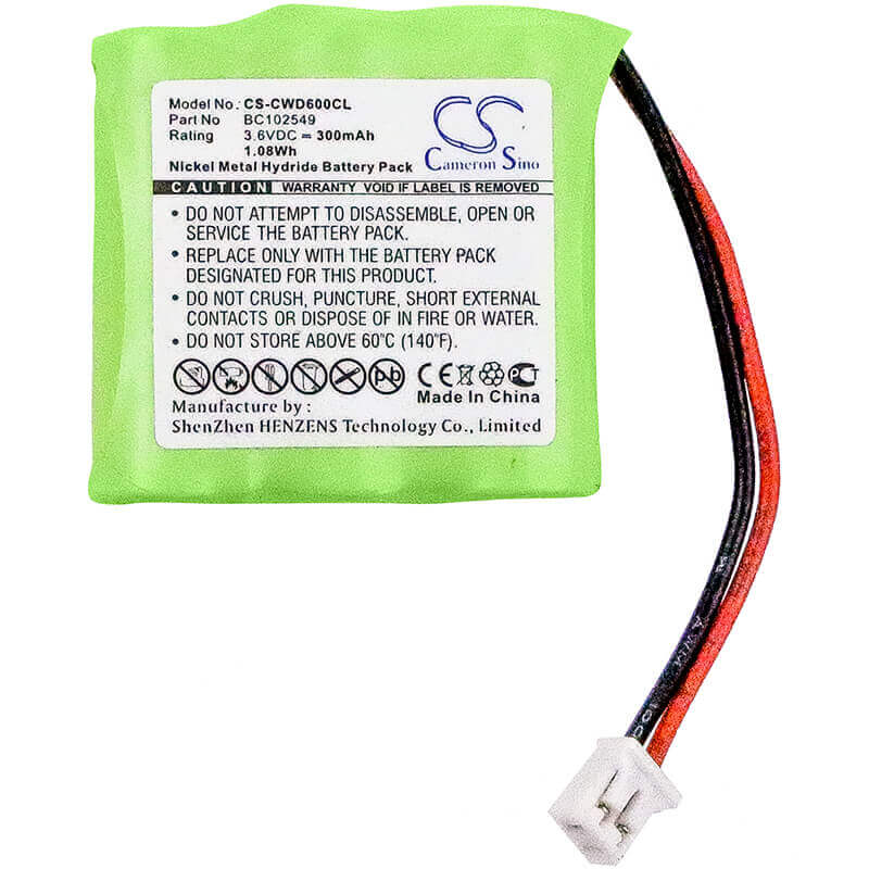 3,6V, Ni-MH, 300mAh, batterie de téléphone sans fil compatible avec Cable & Wireless, 1-32-125c, Cwd2000, Cwd3000, 1,08Wh Téléphone sans fil Cameron Sino Technology Limited (Téléphone sans fil)