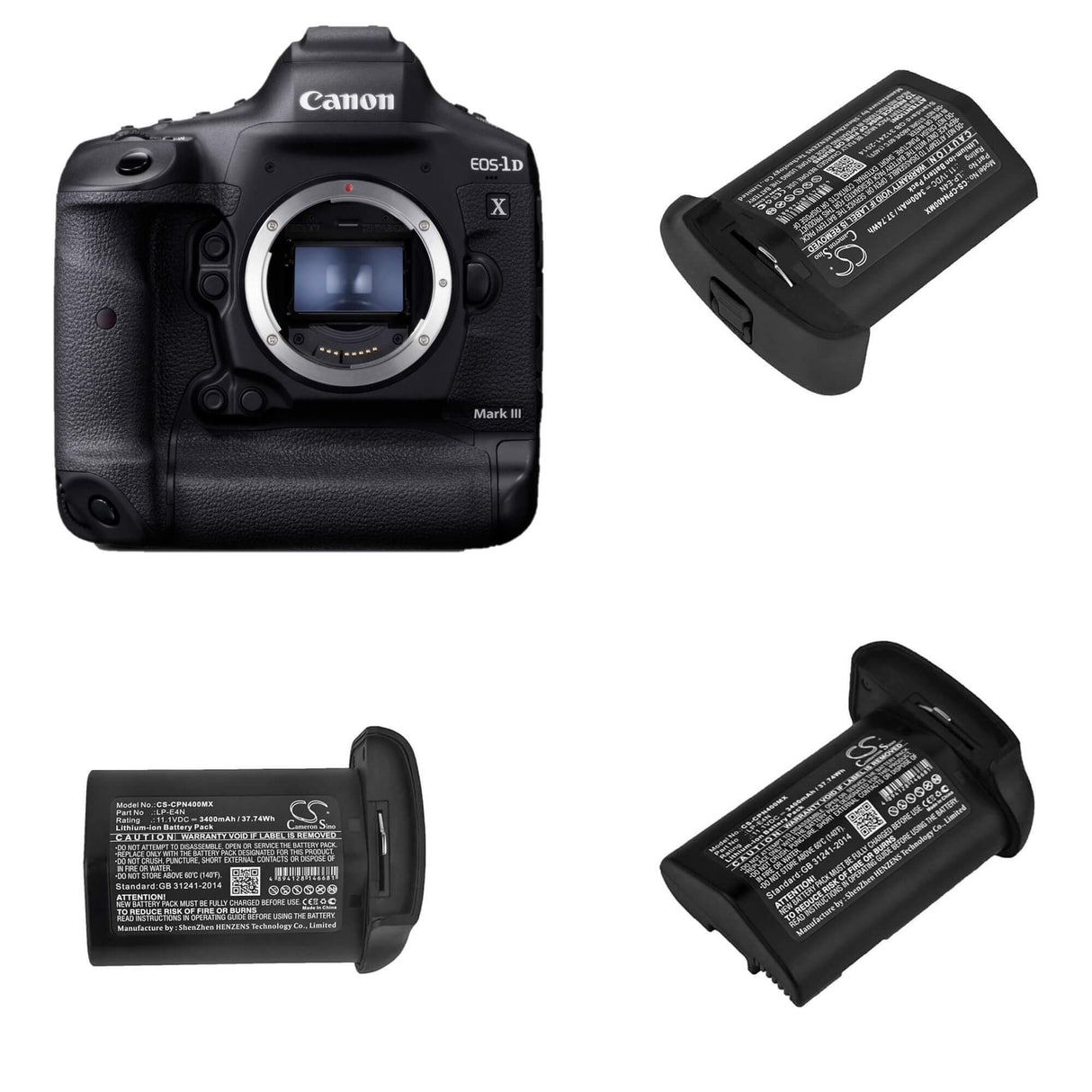 11.1V, Li-ion, 3400mAh, Camera battery fits Canon, Lp-e4n, 1d Mark 3, 1d Mark 4, 37.74Wh Camera Cameron Sino Technology Limited (Camera)