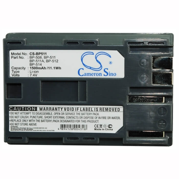 7.4V, Li-ion, 1500mAh, Camera battery fits Canon, Bp-508, Dm-mv100x, Dm-mv100xi, 11.1Wh Camera Cameron Sino Technology Limited (Camera)