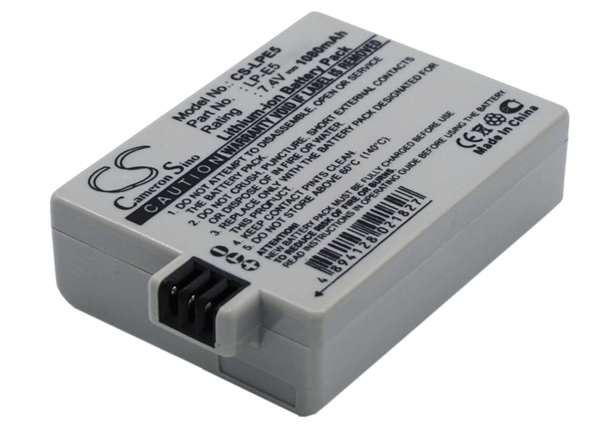 7.4V, Li-ion, 1080mAh, Camera battery fits Canon, Lc-e5, Eos 1000d, Eos 450d, 7.992Wh Camera Cameron Sino Technology Limited (Camera)