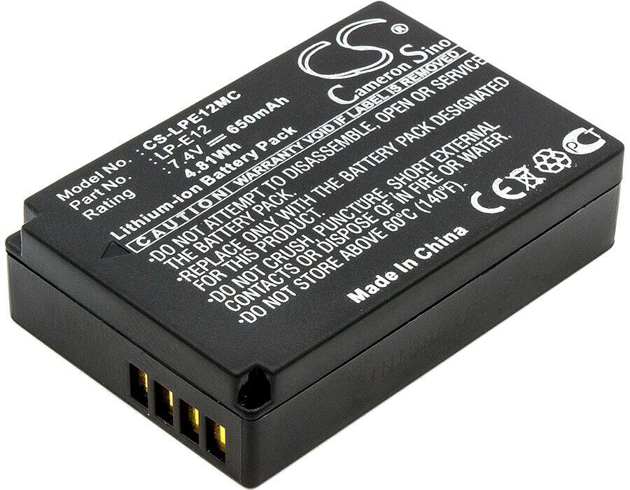 7.4V, Li-ion, 650mAh, Camera battery fits Canon, Lc-e12, Eos 100d, Eos Kiss X7, 4.81Wh Camera Cameron Sino Technology Limited (Camera)