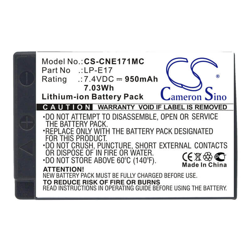 Battery For Canon, Eos 200d, Eos 750d, Eos 760d 7.4v, 950mah - 7.03wh Batteries for Electronics Cameron Sino Technology Limited (Suspended)