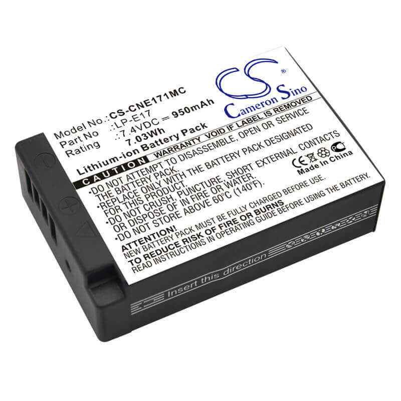 Battery For Canon, Eos 200d, Eos 750d, Eos 760d 7.4v, 950mah - 7.03wh Batteries for Electronics Cameron Sino Technology Limited (Suspended)