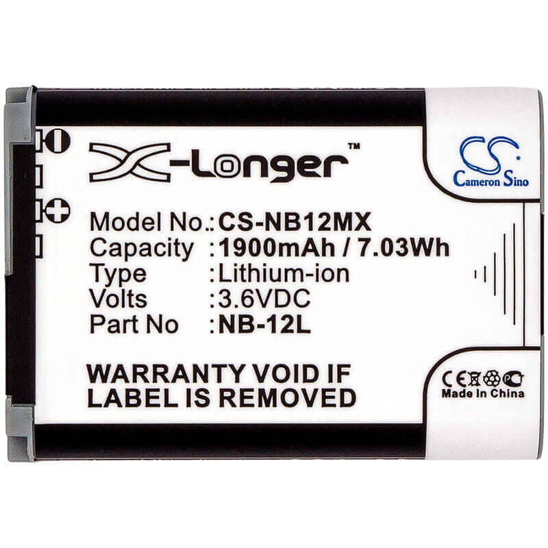 3.6V, Li-ion, 1900mAh, Camera battery fits Canon, Nb-12l, Legria Mini X, Powershot G1x Mark Ⅱ, 6.84Wh Camera Cameron Sino Technology Limited (Camera)