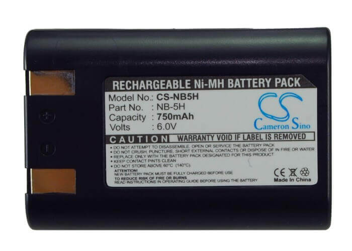 6.0V, Ni-MH, 750mAh, Camera battery fits Canon, Nb-5h, Powershot 600, Powershot A5 Zoom, 4.5Wh Camera Cameron Sino Technology Limited (Camera)