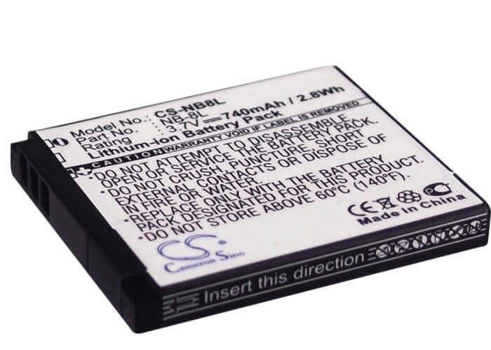 3.7V, Li-ion, 740mAh, Camera battery fits Canon, Nb-8l, Powershot A2200, Powershot A3000, 2.738Wh Camera Cameron Sino Technology Limited (Camera)