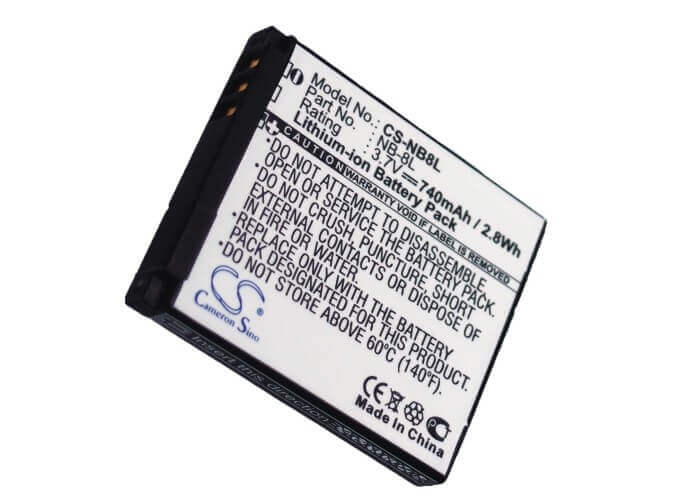 3.7V, Li-ion, 740mAh, Camera battery fits Canon, Nb-8l, Powershot A2200, Powershot A3000, 2.738Wh Camera Cameron Sino Technology Limited (Camera)