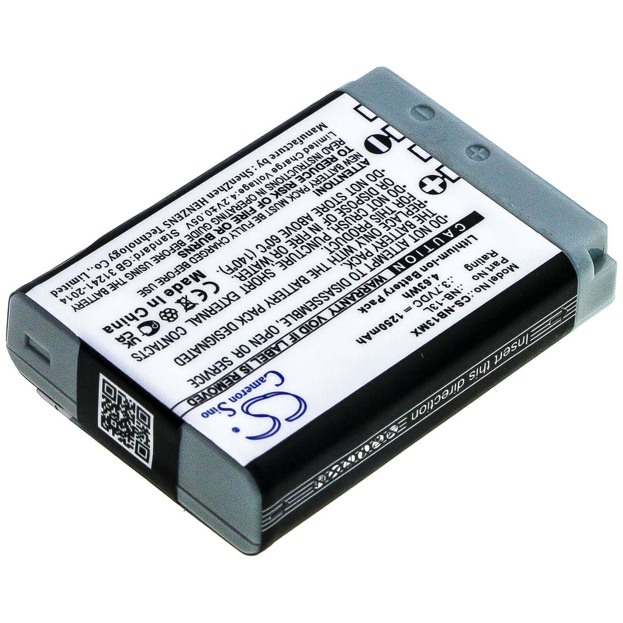 3.7V, Li-ion, 1250mAh, Camera battery fits Canon, Nb-13l, Powershot G5x, Powershot G5x M2, 4.625Wh Camera Cameron Sino Technology Limited (Camera)