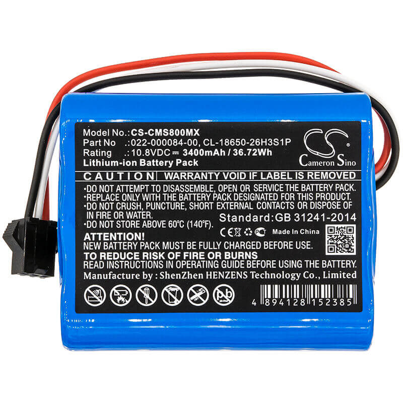 10.8V, Li-ion, 3400mAh, Medical battery fits Cardiomonitor, Comen, 022-000084-00, Comen Star 8000, Comen Star 8000 E, 36.72Wh Medical Cameron Sino Technology Limited (Medical)